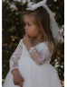 Ivory Lace Tulle Scoop Back Flower Girl Dress